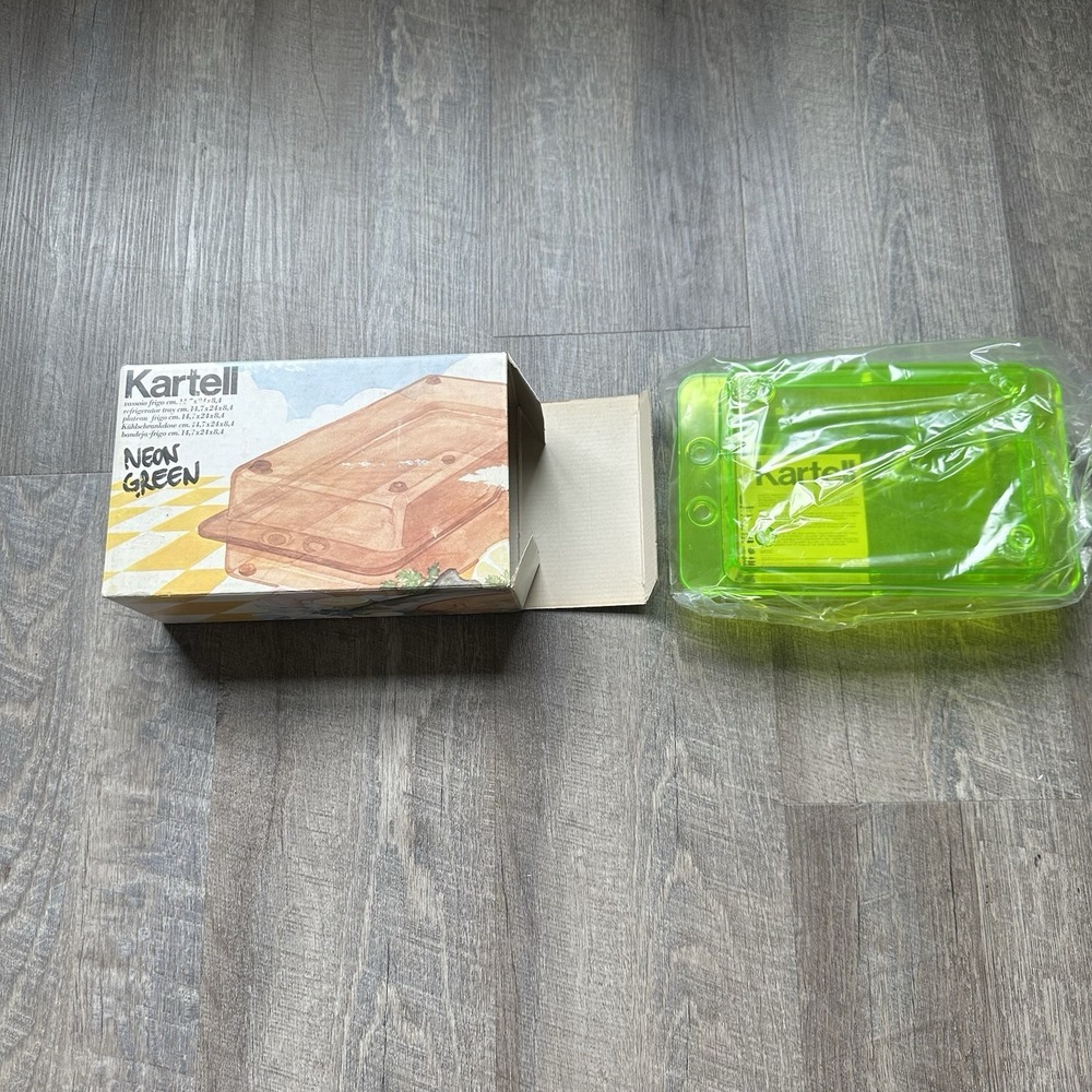 Vintage KARTELL 1960s Green Refrigerator Covered Tray Italy Made 9 X 6 BRAND NEW